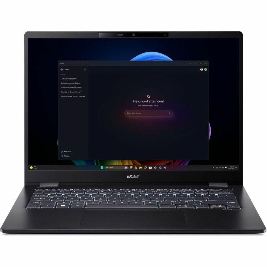 Acer TravelMate P6 14 AI TMP614-54 TMP614-54-783H 14" Copilot+ PC Notebook - WQXGA+ - 120 Hz - Intel Core Ultra 7 256V - 16 GB - 1 TB SSD - English Keyboard - Black