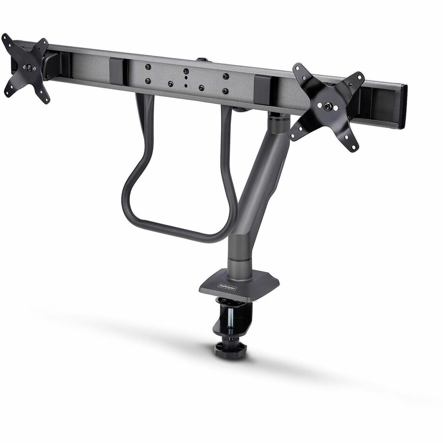 StarTech Desk Mount Dual Monitor Arm w/Crossbar, Up To 27" Display, VESA 75x75/100x100, Max 33lb/15kg, C-Clamp, Mechanical Spring, TAA