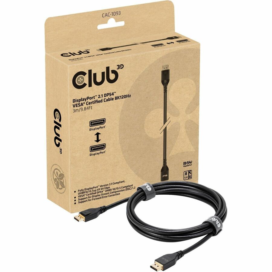 Club 3D DisplayPort 2.1 DP54 VESA Certified Cable 8K120Hz 3m/9.84ft