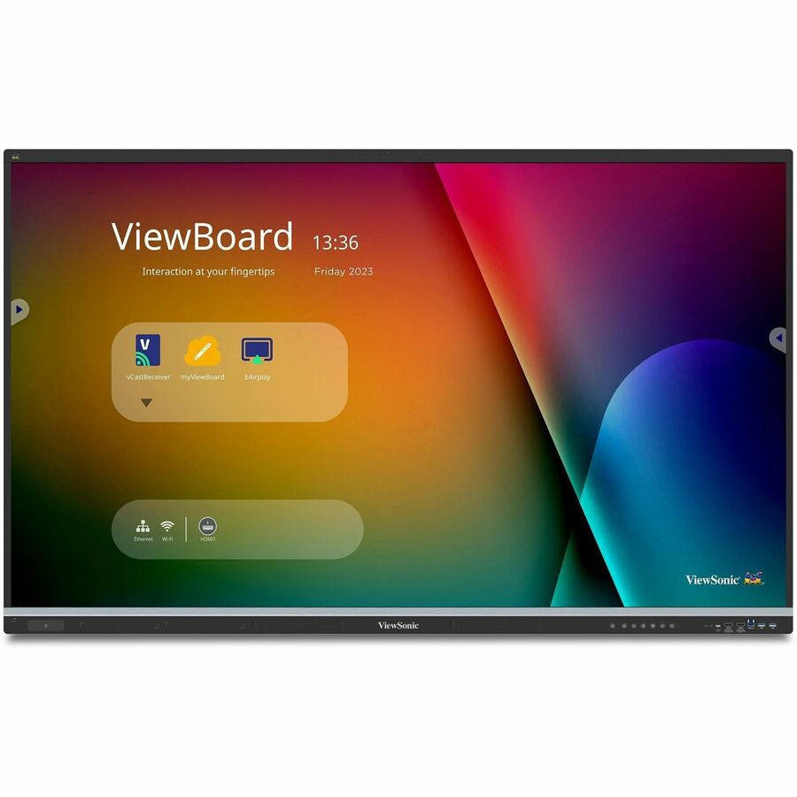 ViewSonic IFP6551 65 Inch 4K ViewBoard Interactive Smart Board with Integrated Education Software, Android 14, Google EDLA, 50-Point Touch, Built-in Microphone, HDMI, VGA, USB Hub, and USB C Inputs