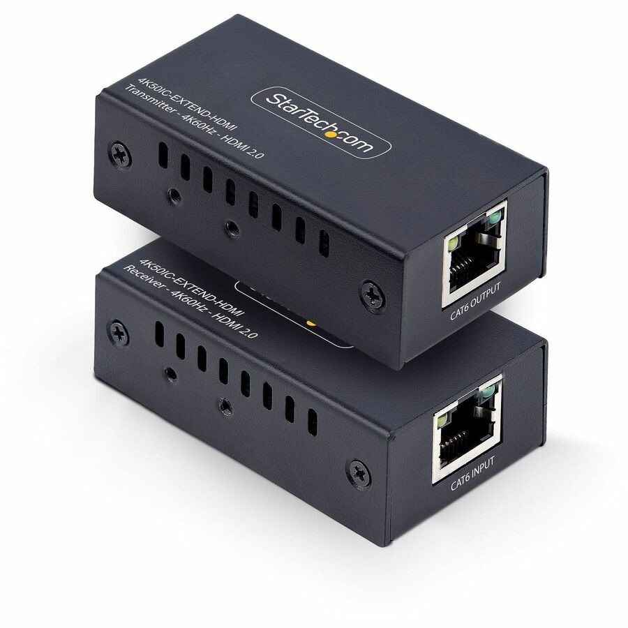 StarTech HDMI Extender Over CAT5e/CAT6, 4K 60Hz, Up to 200ft (60m), Transmitter and Receiver Kit, Power Over Cable
