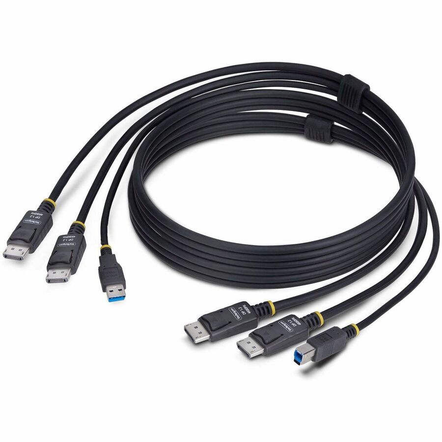 StarTech 6ft (1.8m) Dual-DisplayPort and USB 5Gbps KVM Cable, 4K 60Hz, Universally Compatible Combo Cable for KVM Switches