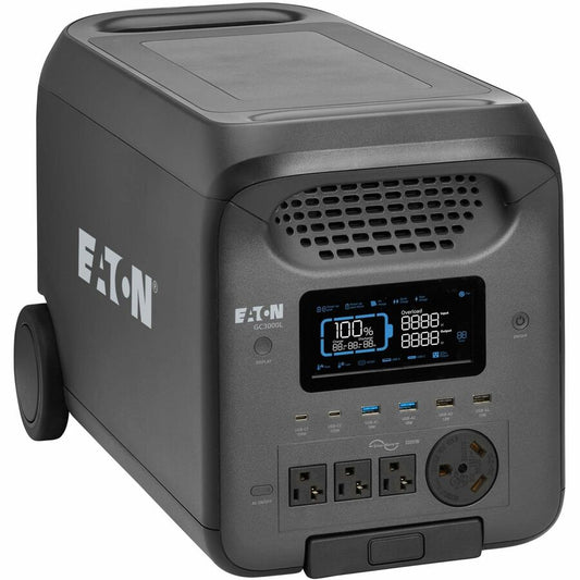 Eaton Portable Power Station - 3000W, Lithium-Ion (LFP), AC, DC, USB-A, USB-C, QC 3.0, LCD, Expandable Runtime