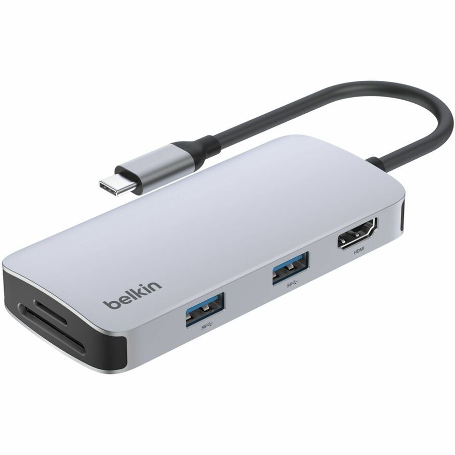 Belkin 5-Port USB-C Hub - USB-C to 2xUSB-A, 1x4K HDMI, 1xSD Reader, 1xMicroSD Reader - 5Gbps - Docking Station - Grey