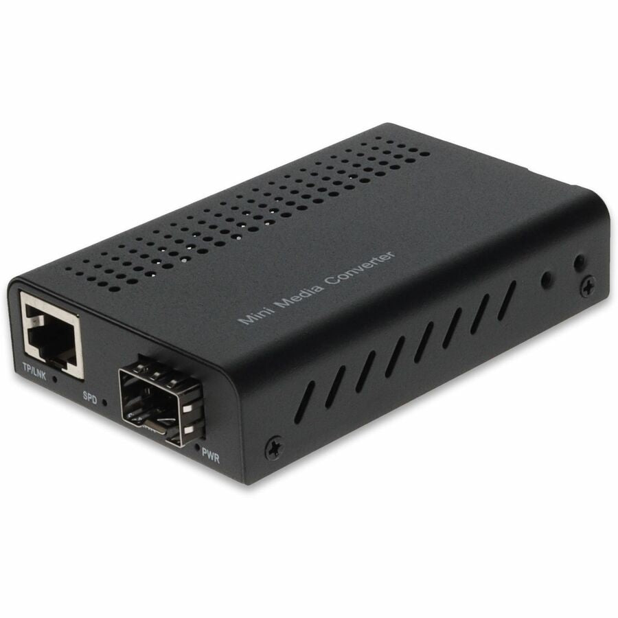 AddOn 10/100/1000Base-TX(RJ-45) to Open SFP Port Mini Media Converter w/US power supply