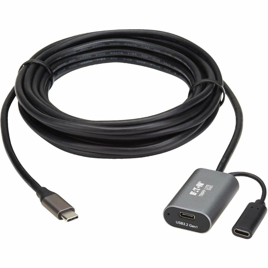 Tripp Lite series USB 3.2 Gen 1 Active Extension Cable w USB-C Charging USB-C to USB-C M/F 5 Gbps Data Only, 5M