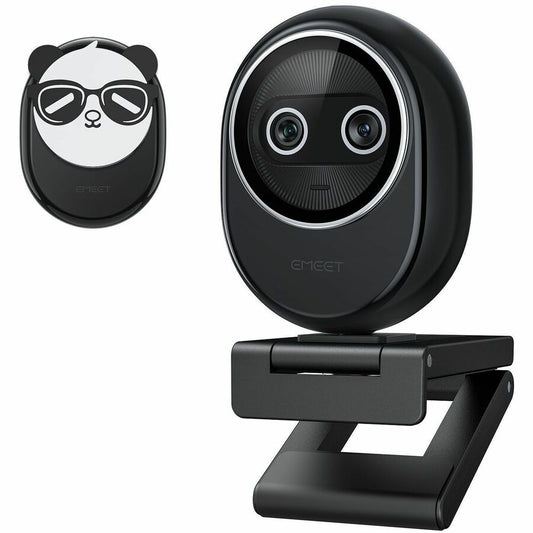 EMEET Piko+ (Black) - Dual-lens Webcam with one 4K 1/2.55˘ Sony Lens and one AI Assist Lens, Boosting color accuracy, face recognition, and ultra-fast focus. 3 MEMS Mics power 3 Voice Modes for Meeting or Streaming/recording with wider audio frequenc