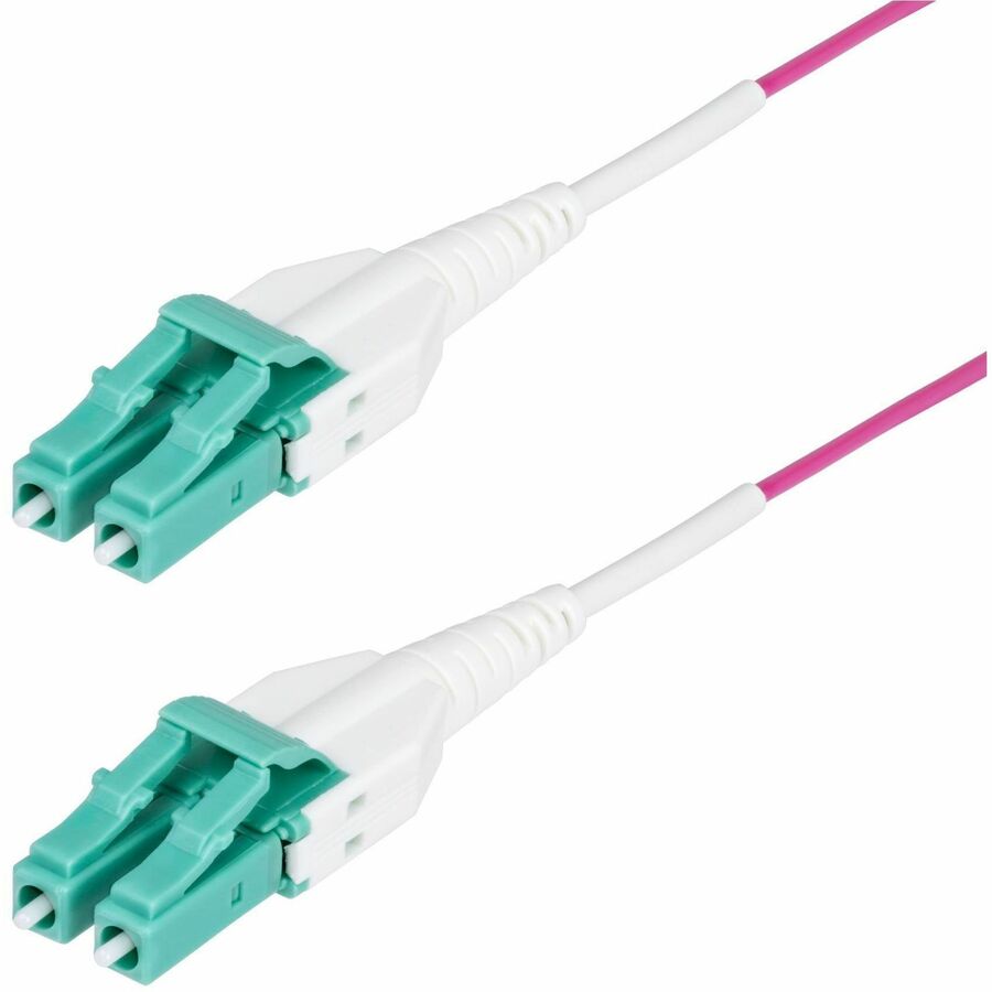 20M (66FT) LC TO LC (UPC) OM4 MULTIMODE FIBER OPTIC CABLE, ERIKA VIOLET, 50/125