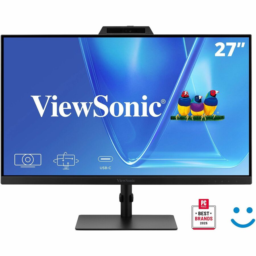 ViewSonic VG2741V 27 Inch 1080p Monitor, IPS Display with Windows Hello, Built-in Microphone, and IR 5MP Webcam for Smooth Video Conferencing, Advanced Ergonomics, USB-C, HDMI, and DisplayPort Inputs