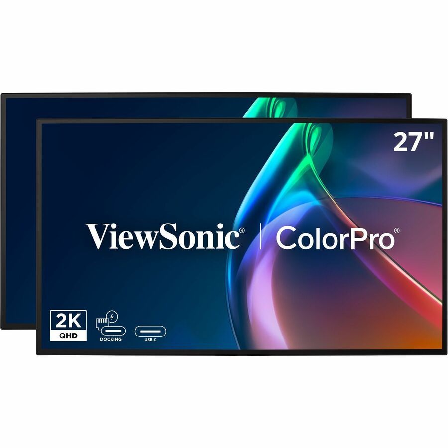 ViewSonic VP2768A_H2 27 Inch 1440p Dual Pack ColorPro Docking Monitors, Pantone Validated Head-Only Displays for Dual Screen Graphic Design, Advanced Ergonomics, 90W USB-C, HDMI, RJ45, and DP Inputs