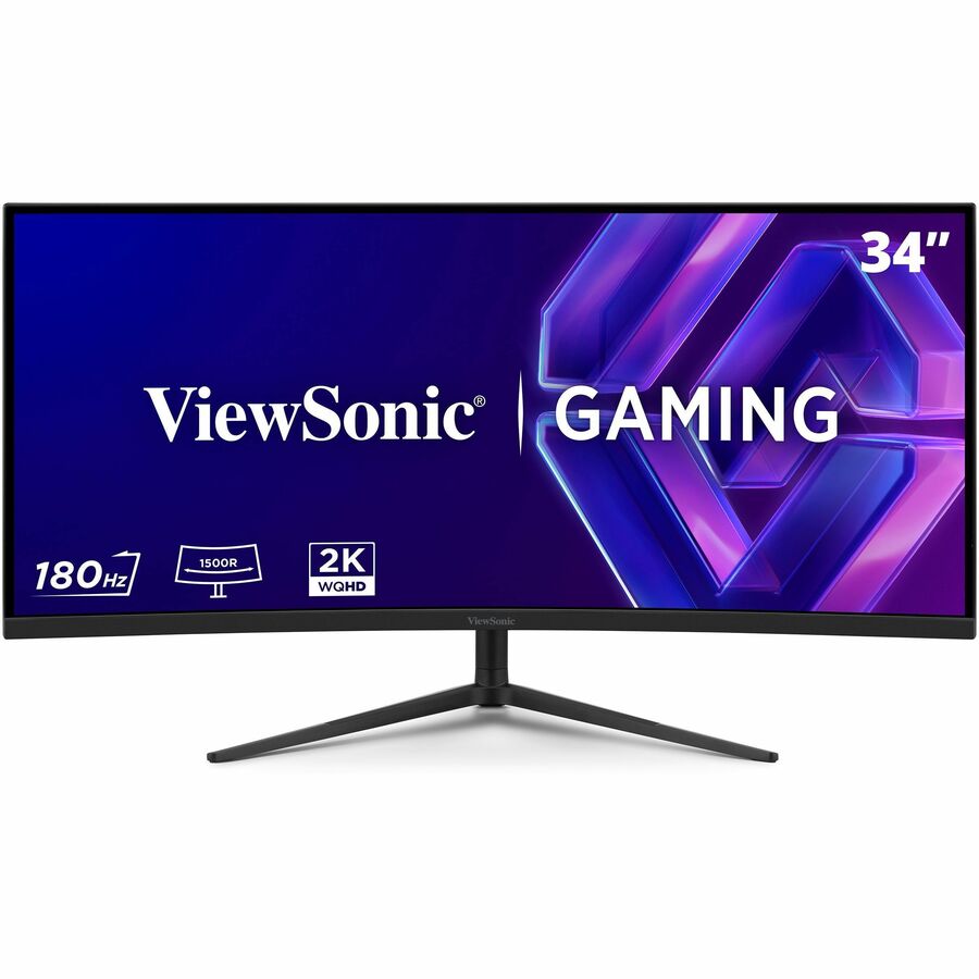 ViewSonic VX3418C-2K 34 Inch 1440p Ultrawide Curved Gaming Monitor, 180Hz and 1ms for Fast Gameplay, FreeSync Premium and HDR10 for Smooth Visuals, Full Ergonomic Adjustability, HDMI, and DisplayPort