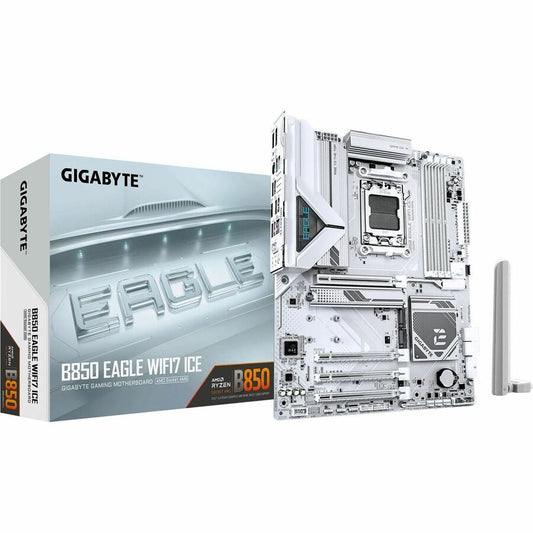 GIGABYTE Ultra Durable B850 EAGLE WIFI7 ICE Gaming Desktop Motherboard - AMD B850 Chipset - Socket AM5 - ATX