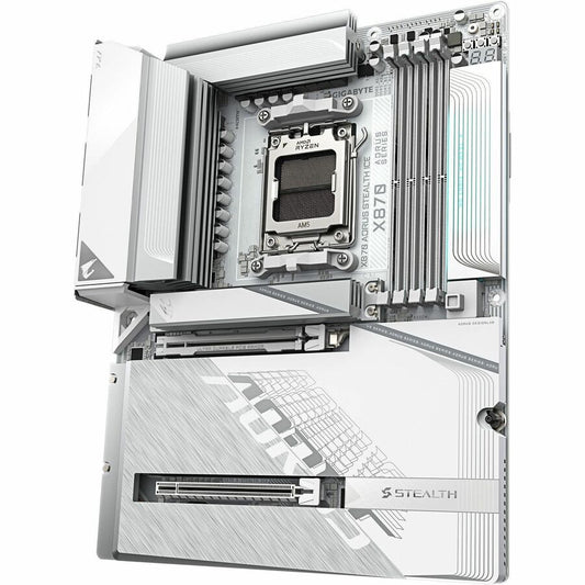 GIGABYTE STEALTH B870 AORUS STEALTH ICE Gaming Desktop Motherboard - AMD X870 Chipset - Socket AM5 - ATX