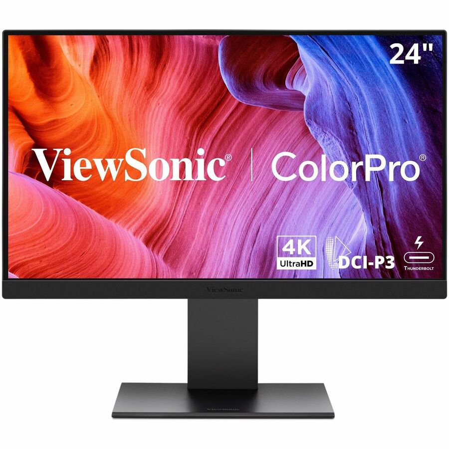 ViewSonic VP2488-4K 24 Inch 4K Mac-Ready Monitor, IPS with 100% sRGB, 98% DCI-P3 and Pantone Validated for Mac Studio and MacBook Pro, Advanced Ergonomics, Thunderbolt 4, USB, HDMI, and DisplayPort