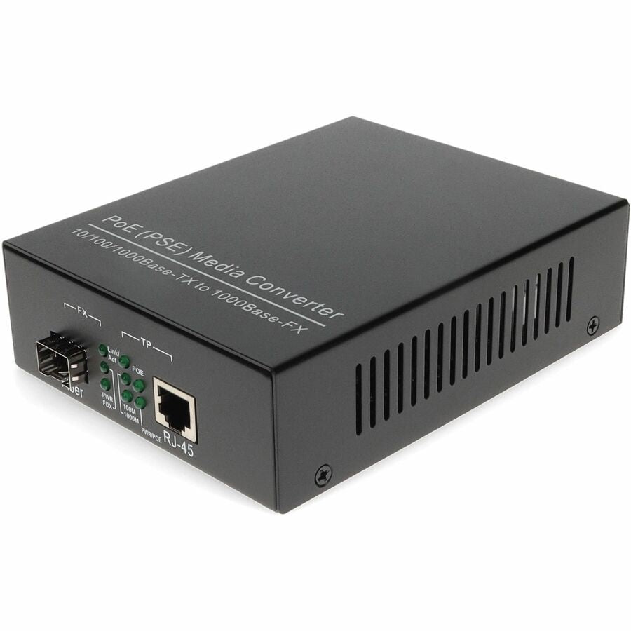 AddOn 10/100/1000Base-TX(RJ-45) to Open SFP Port POE Media Converter