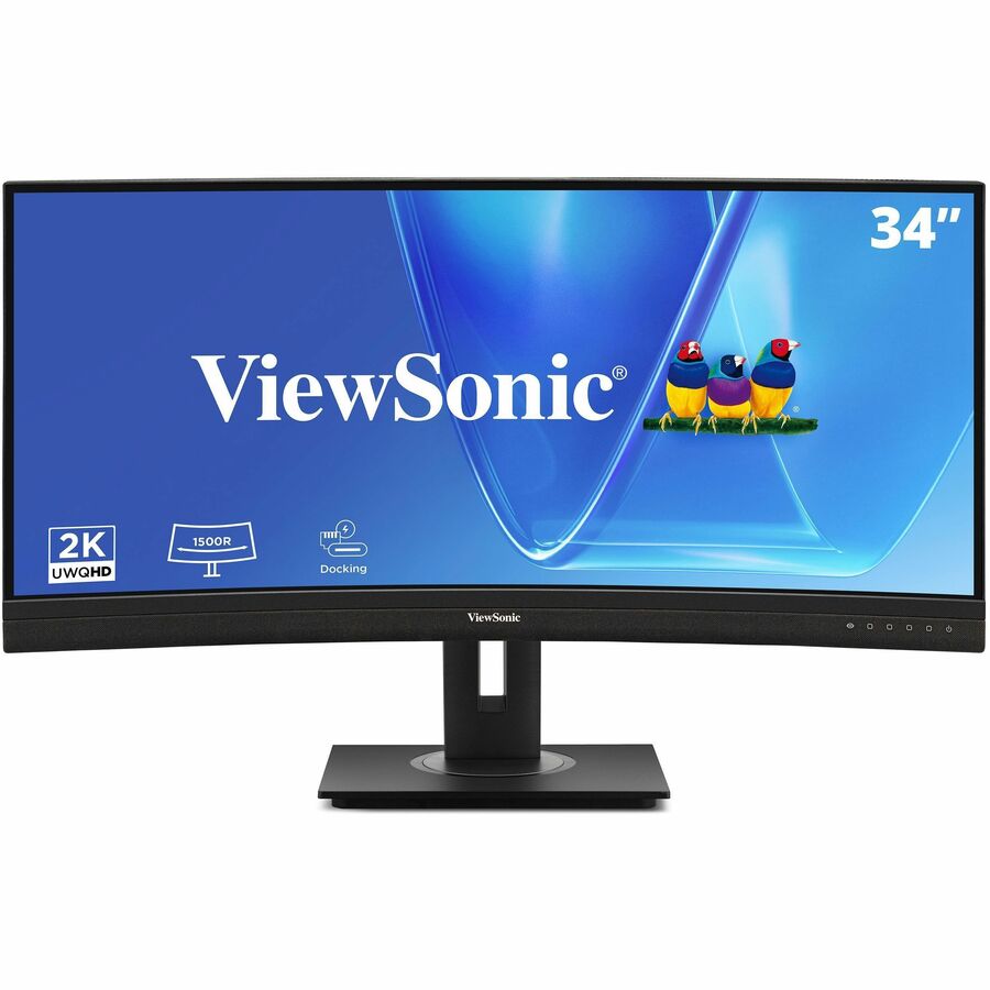 ViewSonic VG3456CA 34 Inch 1440p Ultrawide Docking Monitor, Curved IPS Display for Smooth Home and Office Productivity, Full Ergonomic Adjustability, 100W USB-C, RJ45, and HDMI Inputs