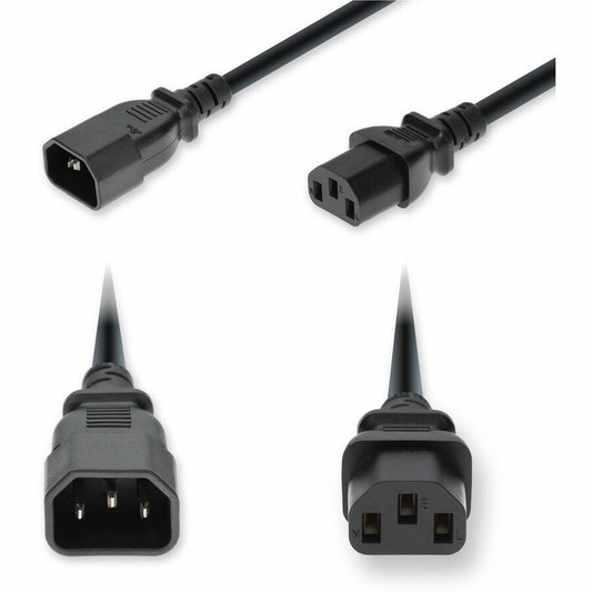 AddOn 10ft C14 Male to C13 Female Standard Commercial Temp 14 AWG 250V at 15A PVC SJT (Service Junior Thermoplastic) Black Power Cable