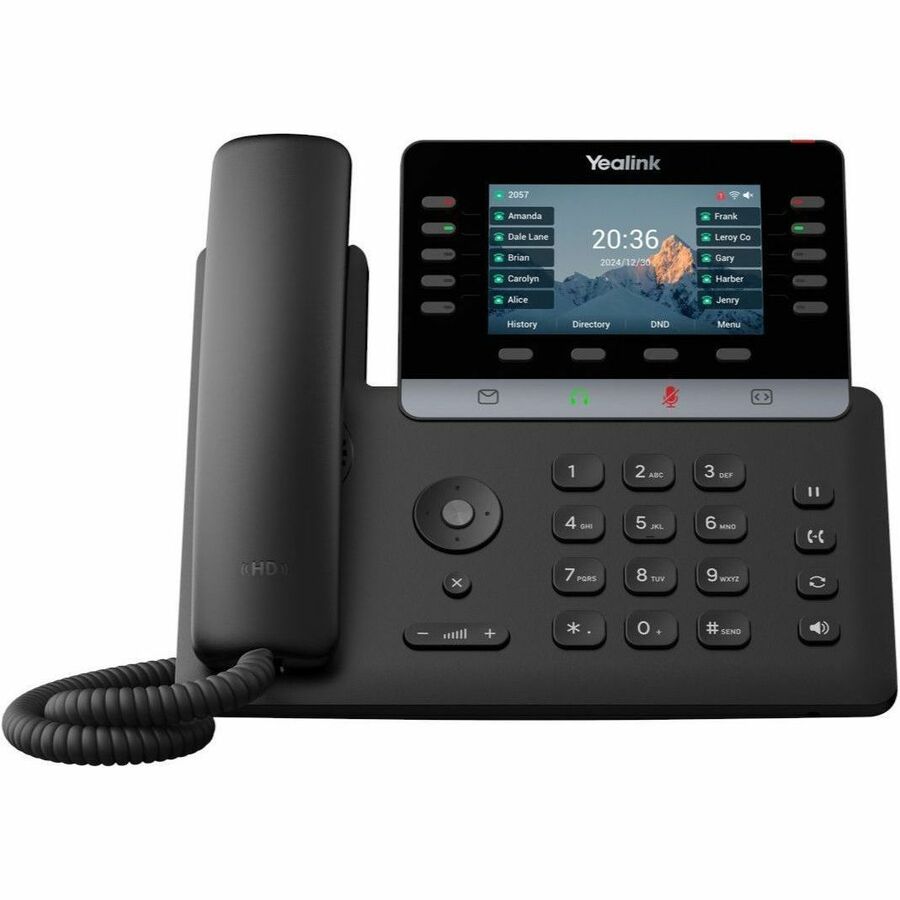 Yealink T74W IP Phone - Corded - Corded/Cordless - Bluetooth, Wi-Fi - 10 Multiple Conferencing - Wall Mountable - Black