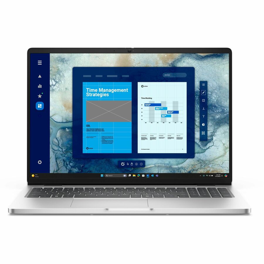 Dell Pro 16 PC16250 16" Touchscreen Notebook - Full HD Plus - 60 Hz - Intel Core Ultra 7 265U - vPro Technology - 16 GB - 512 GB SSD - English (US) Keyboard - Platinum Silver, Metallic