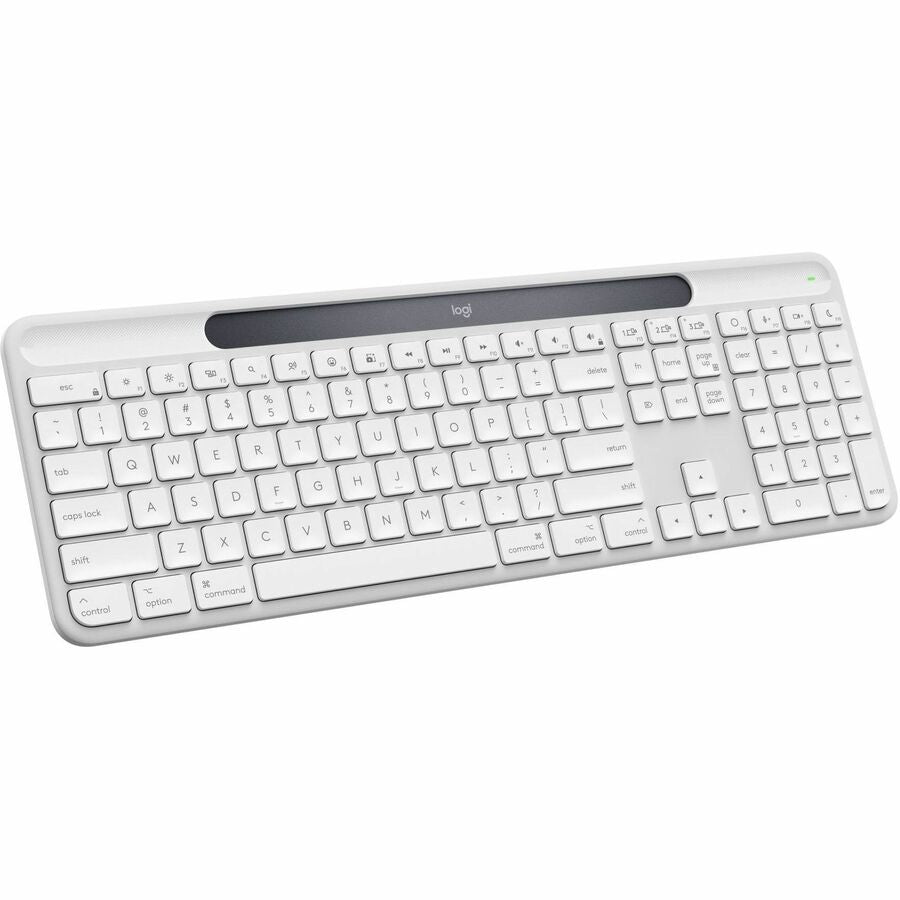 Logitech Signature Slim Solar+ keyboard for Mac, solar and artificial light powered, durable battery that lasts up to 10 years, customizable keys, Bluetooth, White