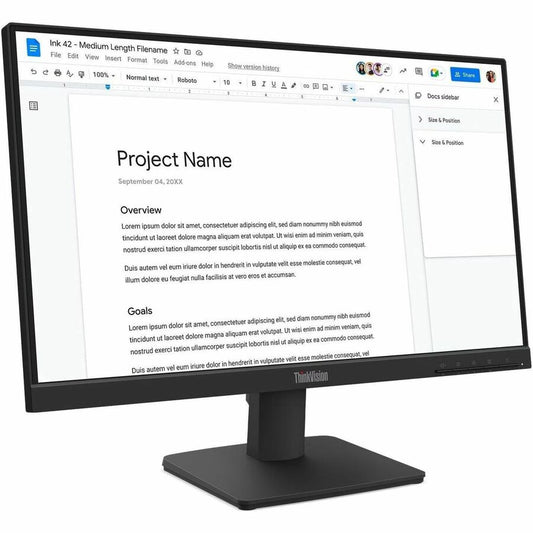 Lenovo ThinkVision S22-4e 22" Class Full HD LED Monitor - 16:9 - Raven Black