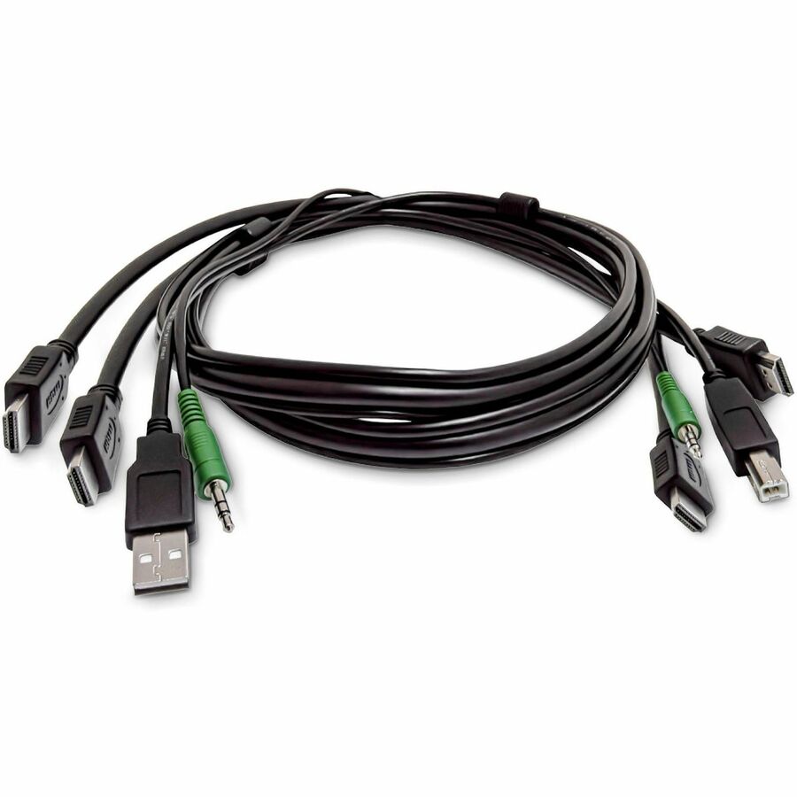 StarTech 10ft (3m) Dual-HDMI KVM Cable, USB 2.0, 3.5mm Audio, Universally Compatible Combo Cable for KVM Switches, TAA