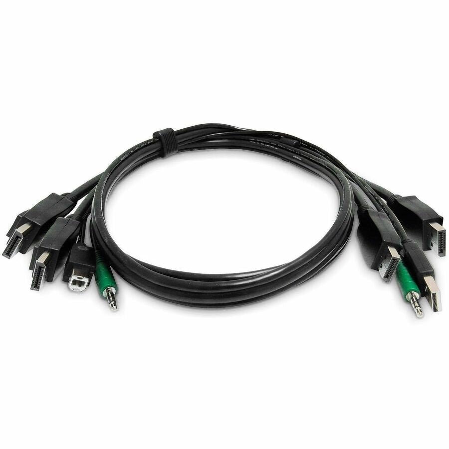 StarTech 6ft (1.8m) Dual-DisplayPort KVM Cable, USB 2.0, 3.5mm Audio, Universally Compatible Combo Cable for KVM Switches, TAA