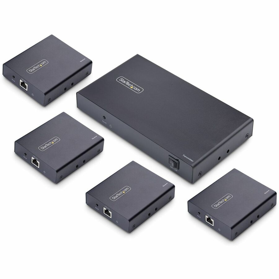 StarTech 4-Port HDMI Extender and Splitter Over CAT6, 4K 60Hz, Up to 230ft (70m), 1x4 HDMI over Ethernet Distribution Kit, 1 In 4 Out