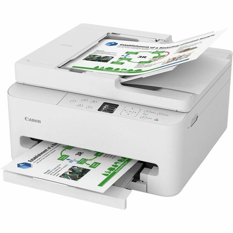 Canon PIXMA TR7120 Wired & Wireless Inkjet Multifunction Printer - Color - White