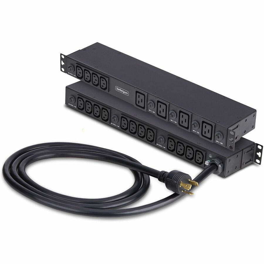 StarTech 20-Outlet Rackmount PDU, 1U Server Power Strip, 8x Front and 12x Rear Ports, Mounted Power Distribution Unit for 19in Racks