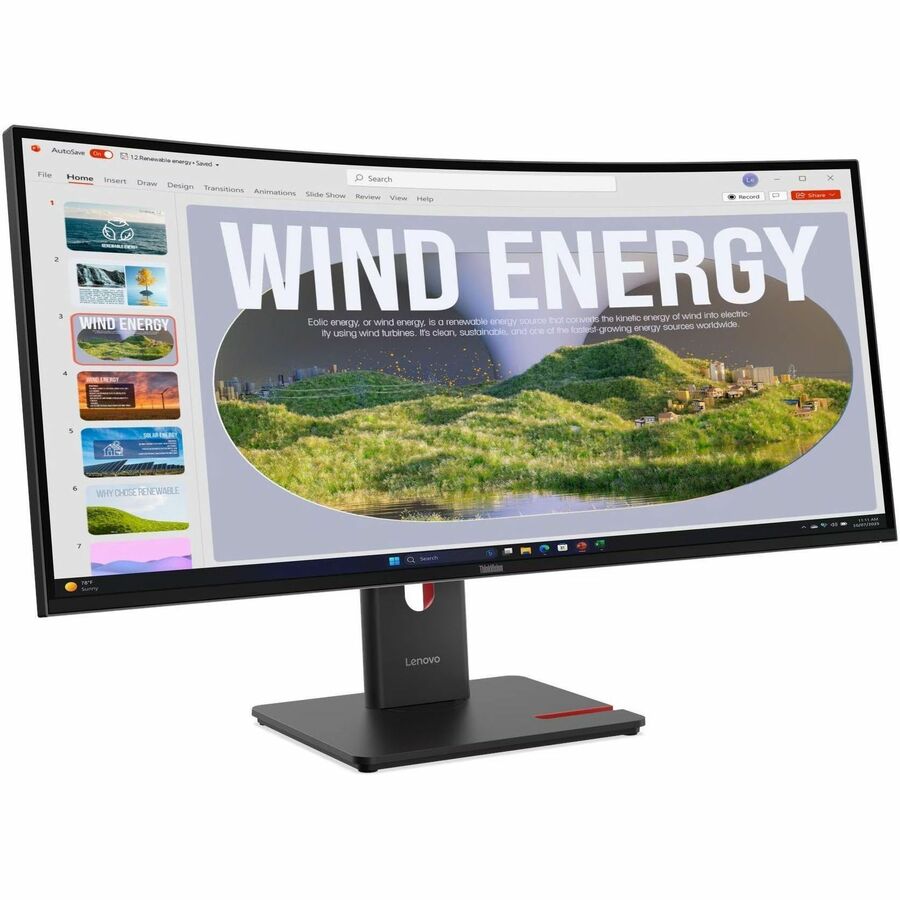 Lenovo ThinkVision T34WD-40 34" Class UW-QHD Curved Screen LED Monitor - 21:9 - Eclipse Black