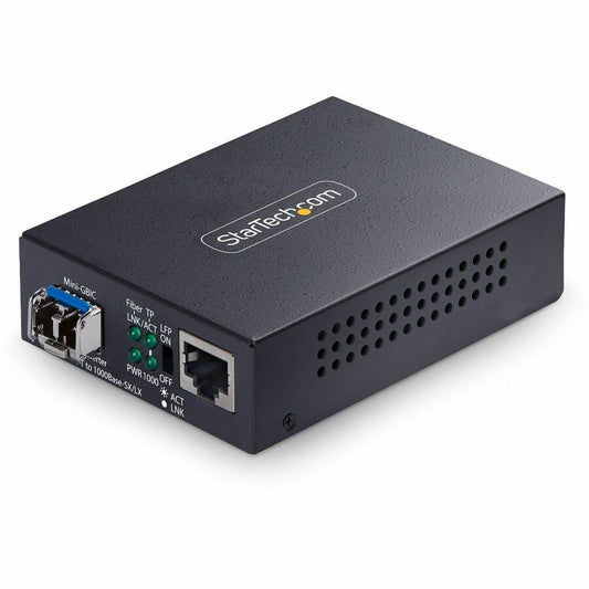 StarTech Gigabit Ethernet Copper-to-Fiber Media Converter, SM LC, 40km, 10/100/1000 Mbps, RJ45 to LC, 9K Jumbo Frames, TAA Compliant