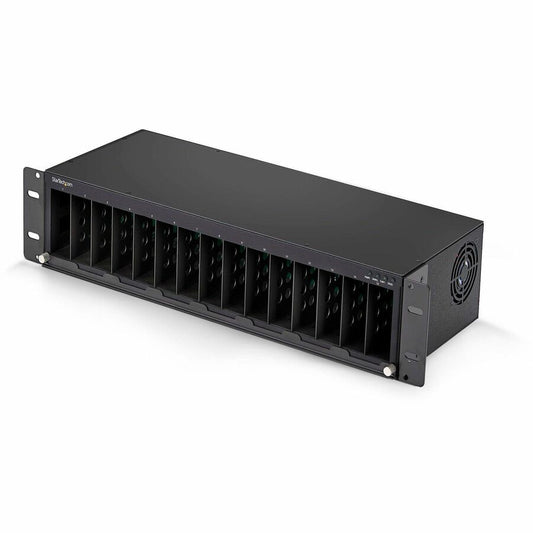 StarTech 15-Slot Unmanaged Media Converter Chassis, 19in Rackmount for MCM Media Converter Series, Active Cooling, TAA Compliant