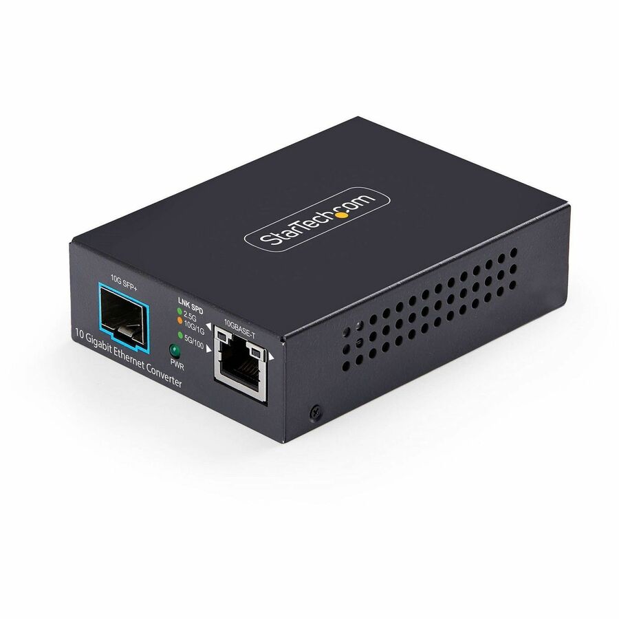 StarTech 10GbE Multi-Gigabit Open SFP+ Fiber Media Converter, Standalone Ethernet RJ-45 to 10GBASE-X SFP+, Single/Multi-Mode, TAA