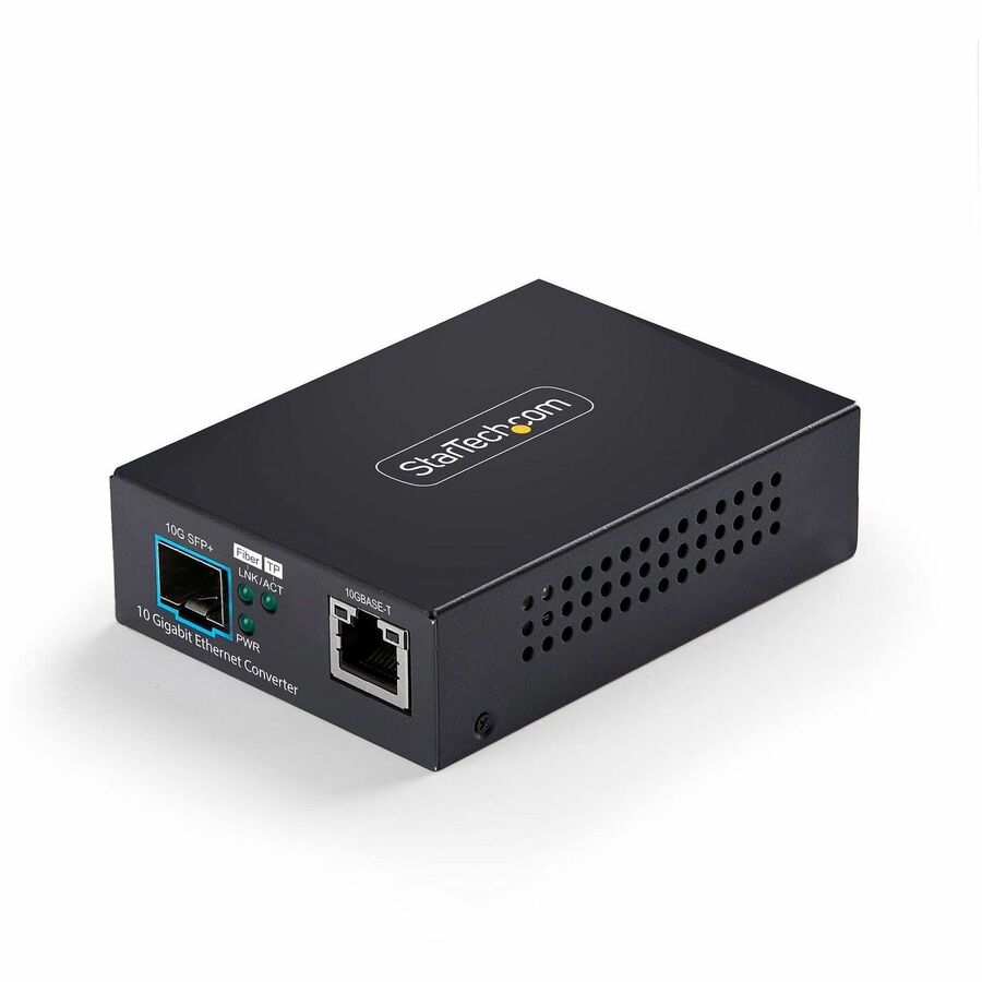 StarTech 10GbE Open SFP+ Fiber Media Converter, Standalone 10 Gigabit Ethernet RJ-45 to 10GBASE-X SFP+, Single-Mode / Multi-Mode, TAA