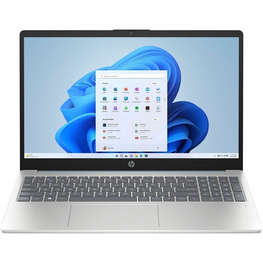 HP 15-fd0000 15-fd0122ds 15.6" Touchscreen Notebook - HD - Intel N-Series N100 - 4 GB - 128 GB Flash Memory - Moonlight Blue, Natural Silver