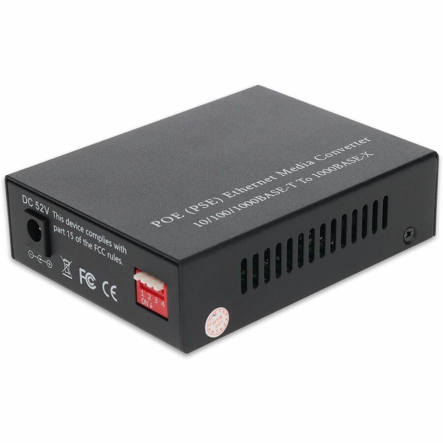 AddOn 10/100/1000Base-TX(RJ-45) x2 to 1 Open SFP Port POE+ (30W) Media Converter