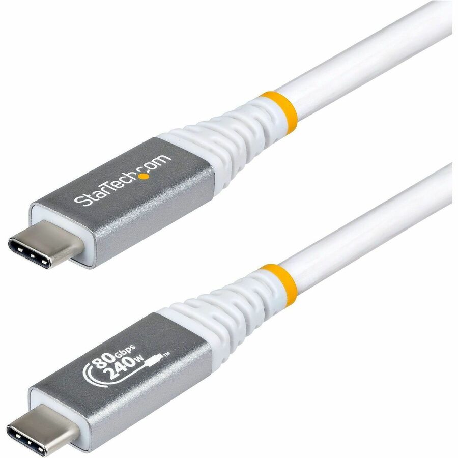 StarTech 5ft (1.5m) USB4 Cable, 80Gbps, USB-IF Certified USB-C Cable, 240W, 8K 120Hz/4K 240Hz DP2.1, Thunderbolt 4 Compatible, White