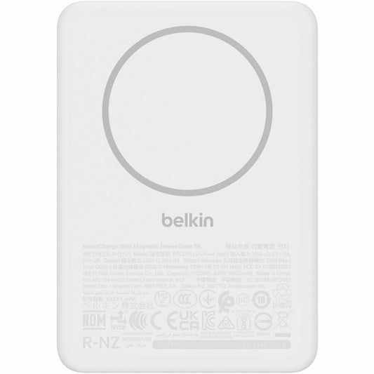 Belkin BoostCharge Slim Magnetic Power Bank 5K, White