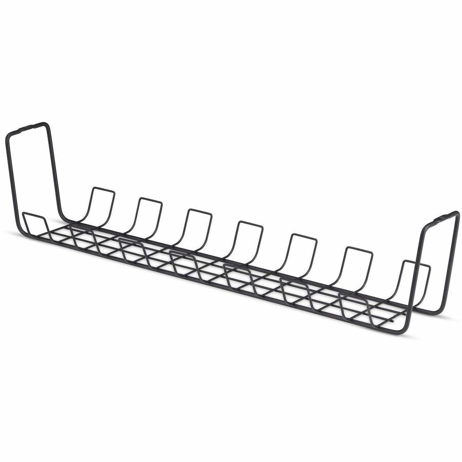 StarTech Under Desk Cable Management Tray, 24" Long, Basket Style, Screw-On Installation, Metal, Black, TAA-Compliant