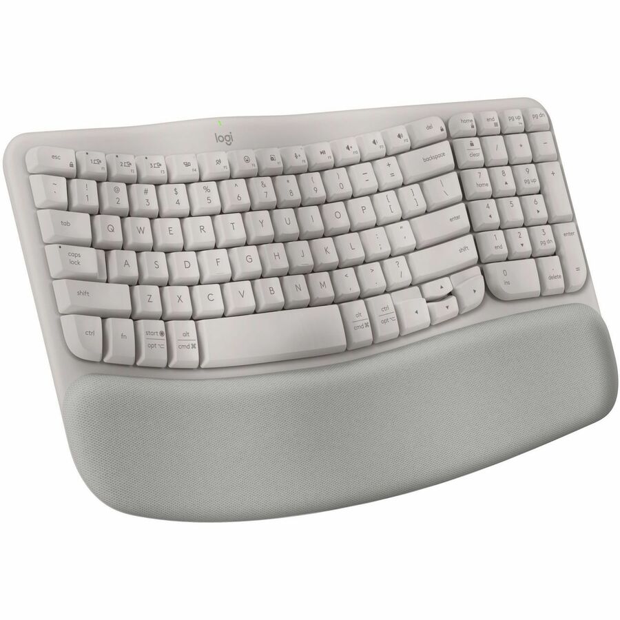 Logitech Wave Keys Wireless Ergonomic Keyboard with Cushioned Palm Rest, Comfortable Natural Typing, Easy-Switch, Bluetooth, Sand