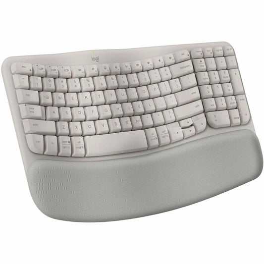 Logitech Wave Keys Wireless Ergonomic Keyboard with Cushioned Palm Rest, Comfortable Natural Typing, Easy-Switch, Bluetooth, Sand
