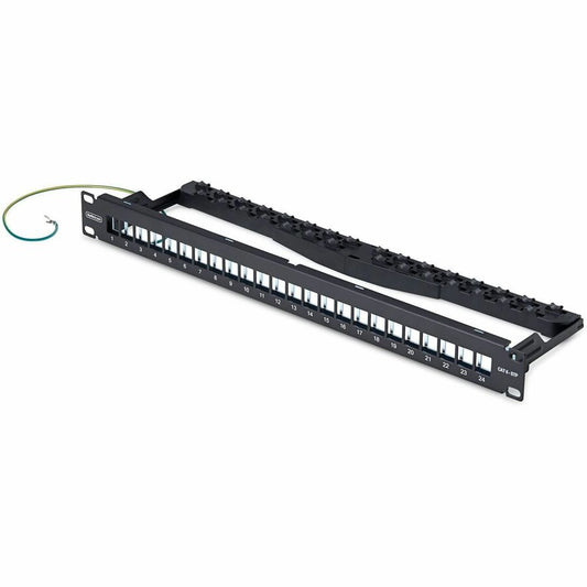StarTech 24 Port 1U Blank Keystone Patch Panel with Cable Management Bar, Rackmount Cat6 Patch Panel for RJ45 STP Network Jacks