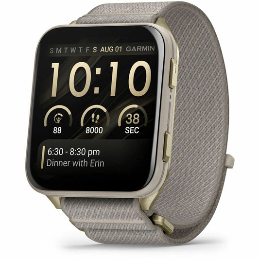 Garmin Venu X1 Soft Gold with Titanium Caseback and French Gray Nylon Band
