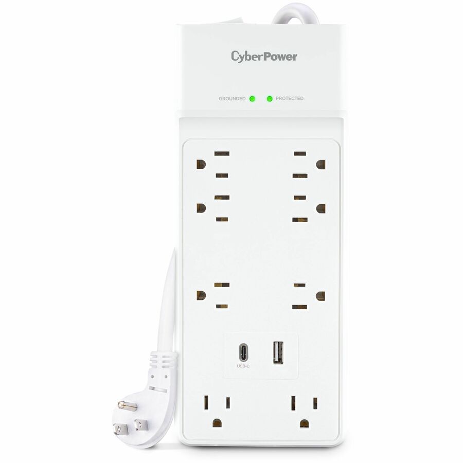 CyberPower CSP806UC18W Home and Office 8 - Outlet Surge Protector with 2400 J Surge Suppression