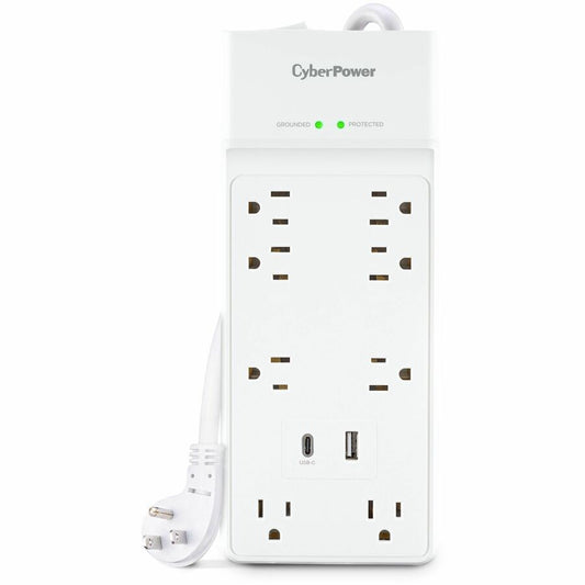 CyberPower CSP806UC18W Home and Office 8 - Outlet Surge Protector with 2400 J Surge Suppression