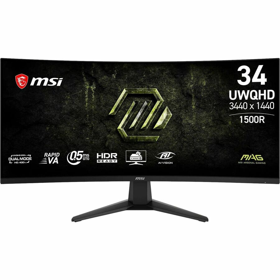 MSI MAG 346CQDF E20 34" Class UW-QHD Curved Screen Gaming LCD Monitor - 21:9 - Metallic Black