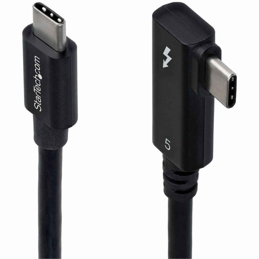 StarTech 2.6ft (80cm) Right Angle Thunderbolt 5 Cable, 80Gbps/120Gbps, 240W PD, 8K 60Hz, Certified Thunderbolt Cable