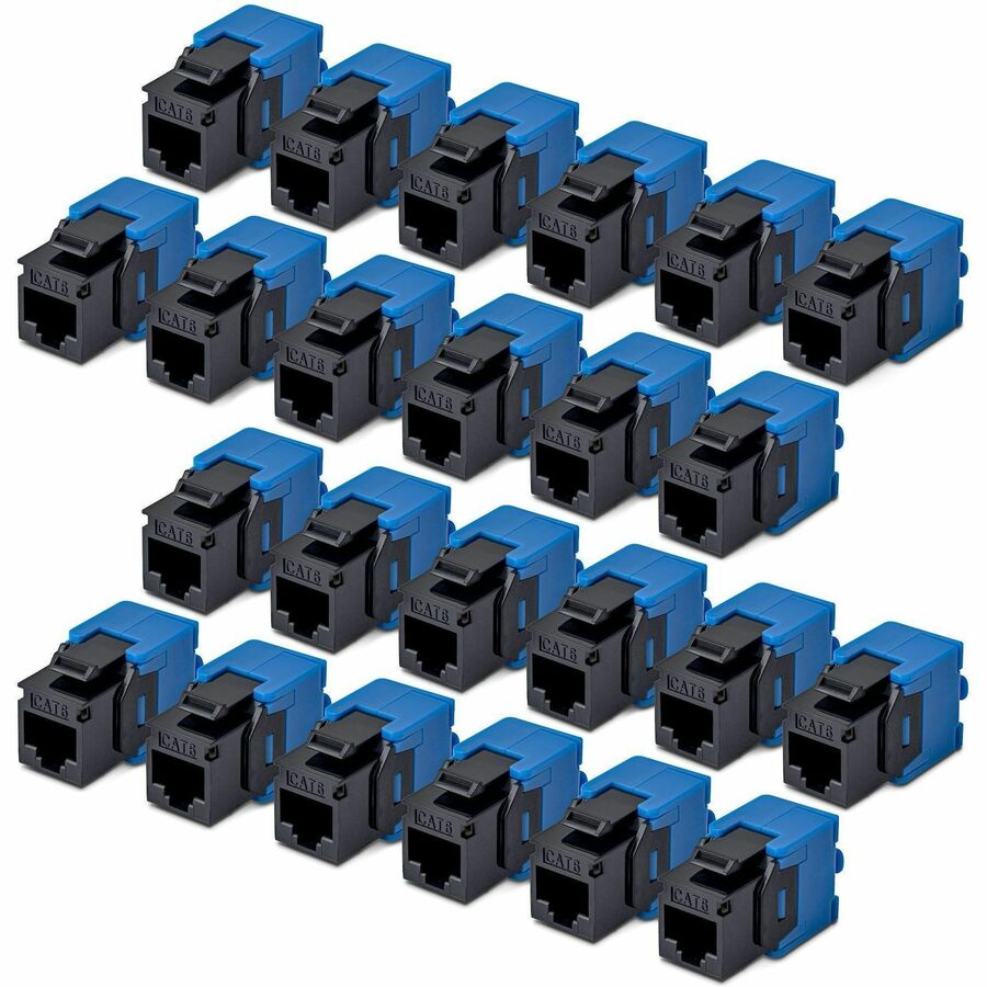 StarTech Cat6 Keystone Jack, 24-Pack RJ45 Ethernet Keystone Jacks, UTP Cat6 Wall Jack, 180-Degree Toolless, Black