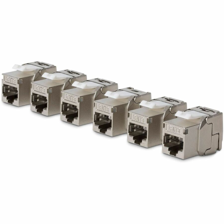 StarTech Cat8 Keystone Jack, 6-Pack RJ45 Ethernet Keystone Jacks, STP Cat8 Wall Jack, 180-Degree Toolless